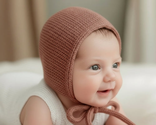 Wollen baby bonnet ceder