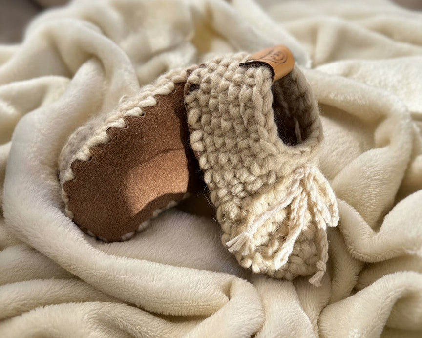 Loomi wollen slofjes creme