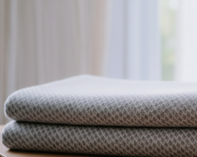 wiegen deken gemaakt van puur new wool in de kleur grijs 