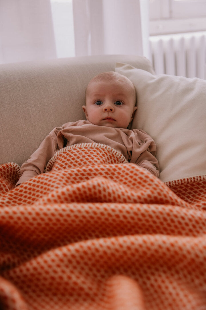 Wiegendeken - Pure New Wool | Retro oranje