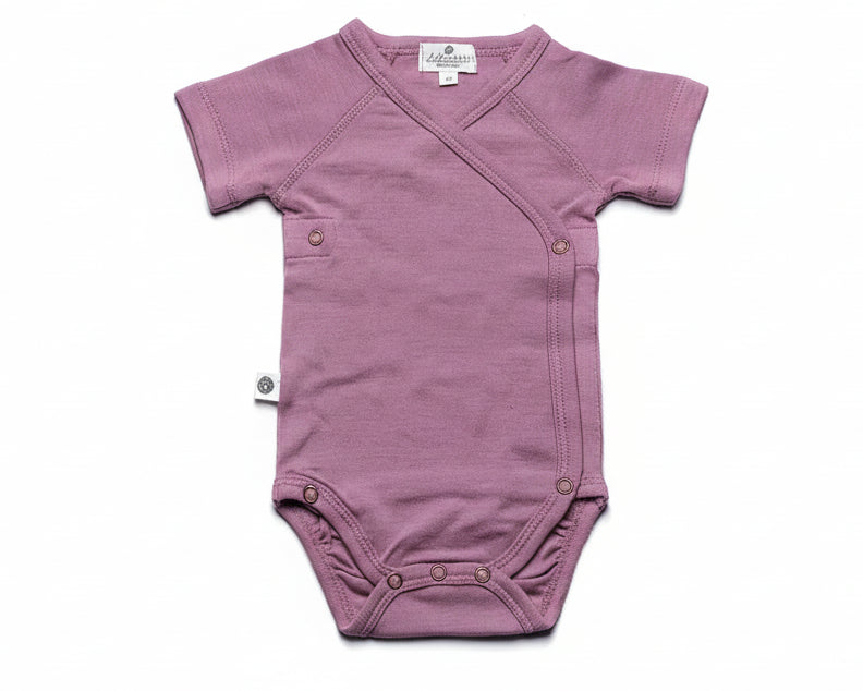 Overslagromper met korte mouw - Merinowol | Lavender Mist