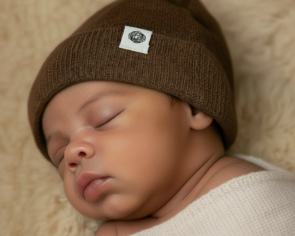 Merino wolen muts - bruin