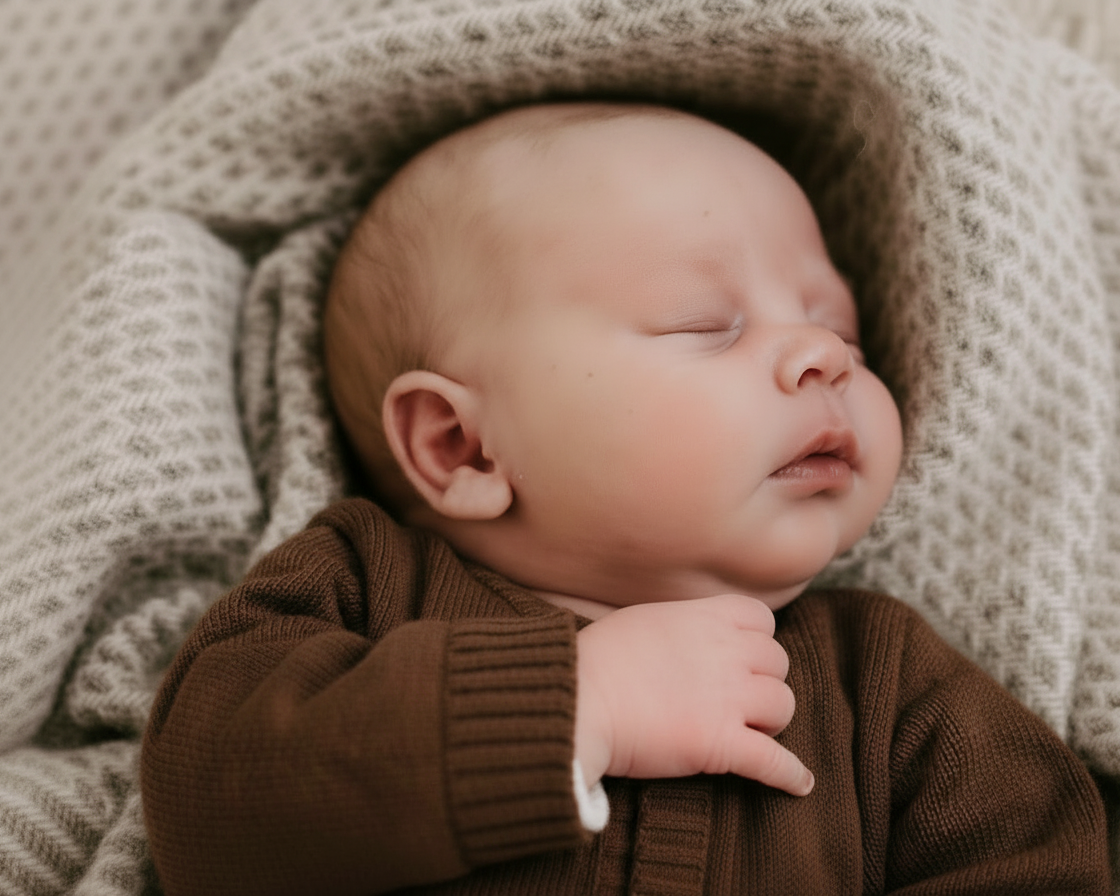 Wollen wiegendeken grijs