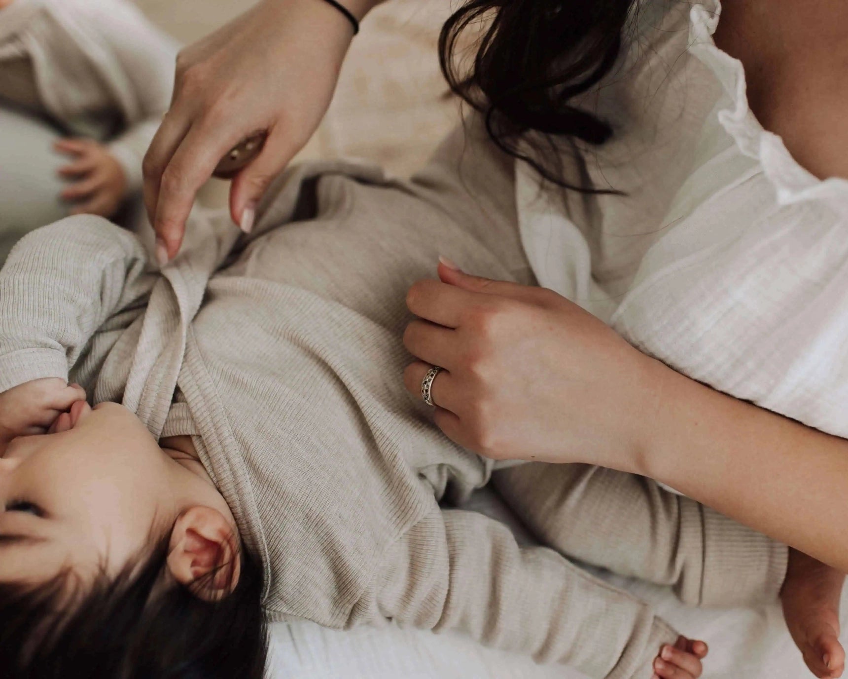 Overslag t-shirt - Merinowol | Beige