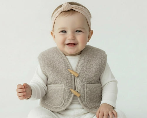 Wollen bodywarmer zand