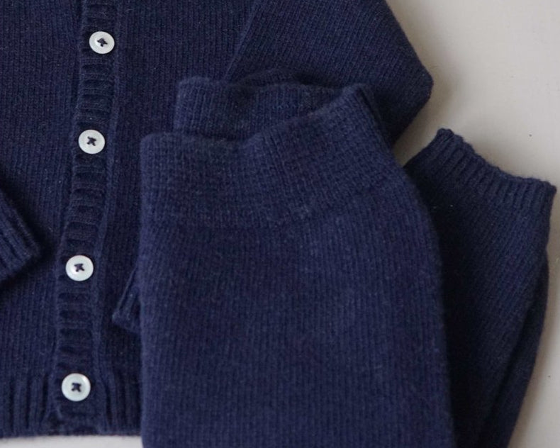 Gebreid wollen broeke blauw