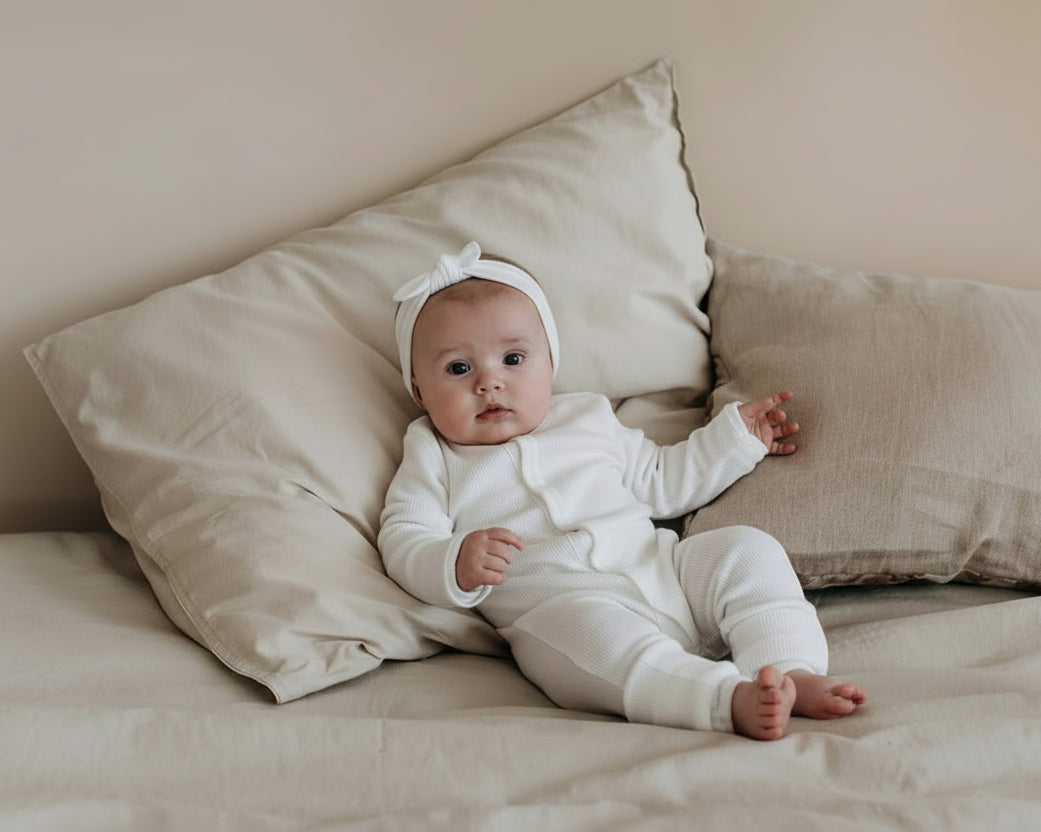 Merinowol boxpakje met voetjes in de kleur wit
