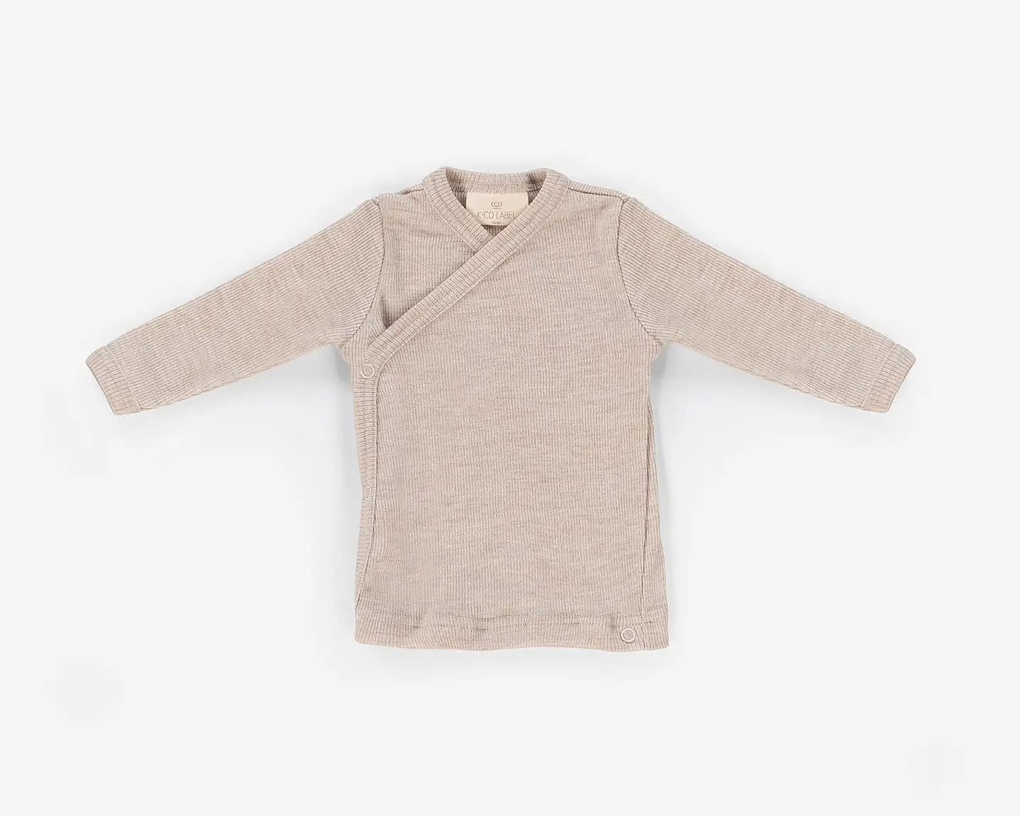 Overslag t-shirt - Merinowol | Beige