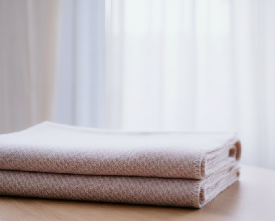 Wollen wiegendeken in het roze