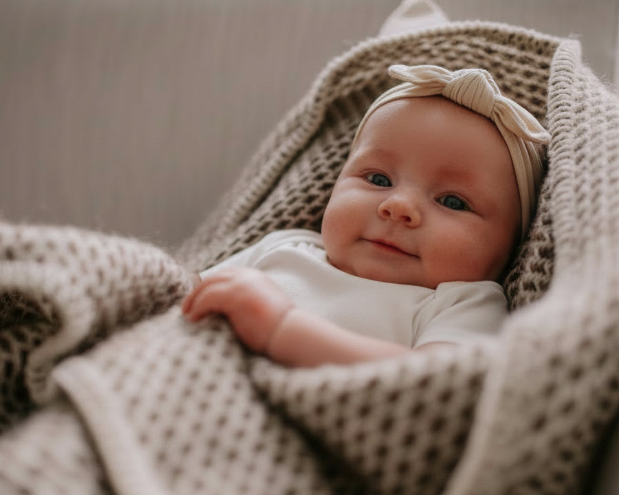 Wollen wiegendeken in een natuurlijke kleur bruin