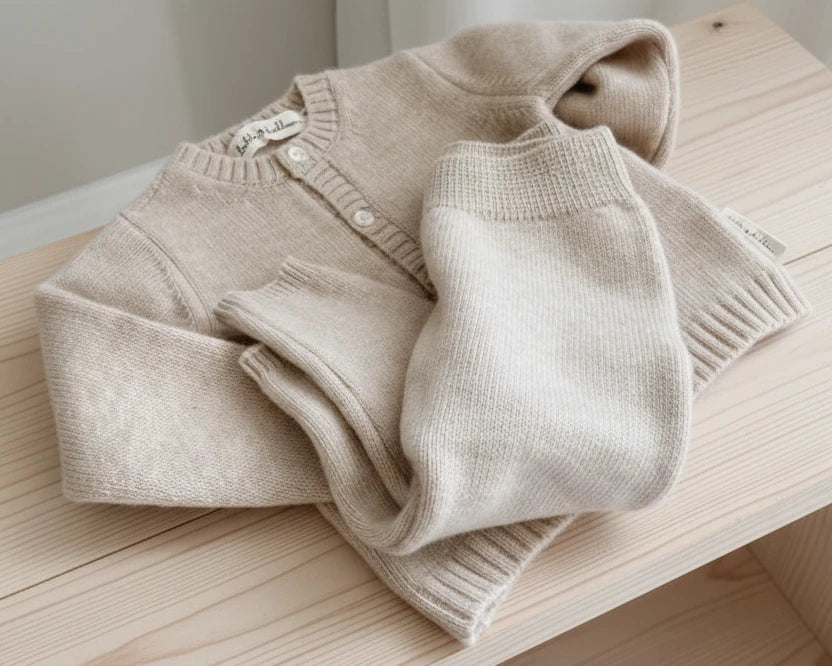 Gebreid broekje - Babywol | Beige