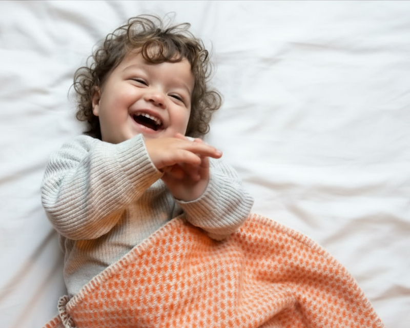 Wiegendeken - Pure New Wool | Retro oranje