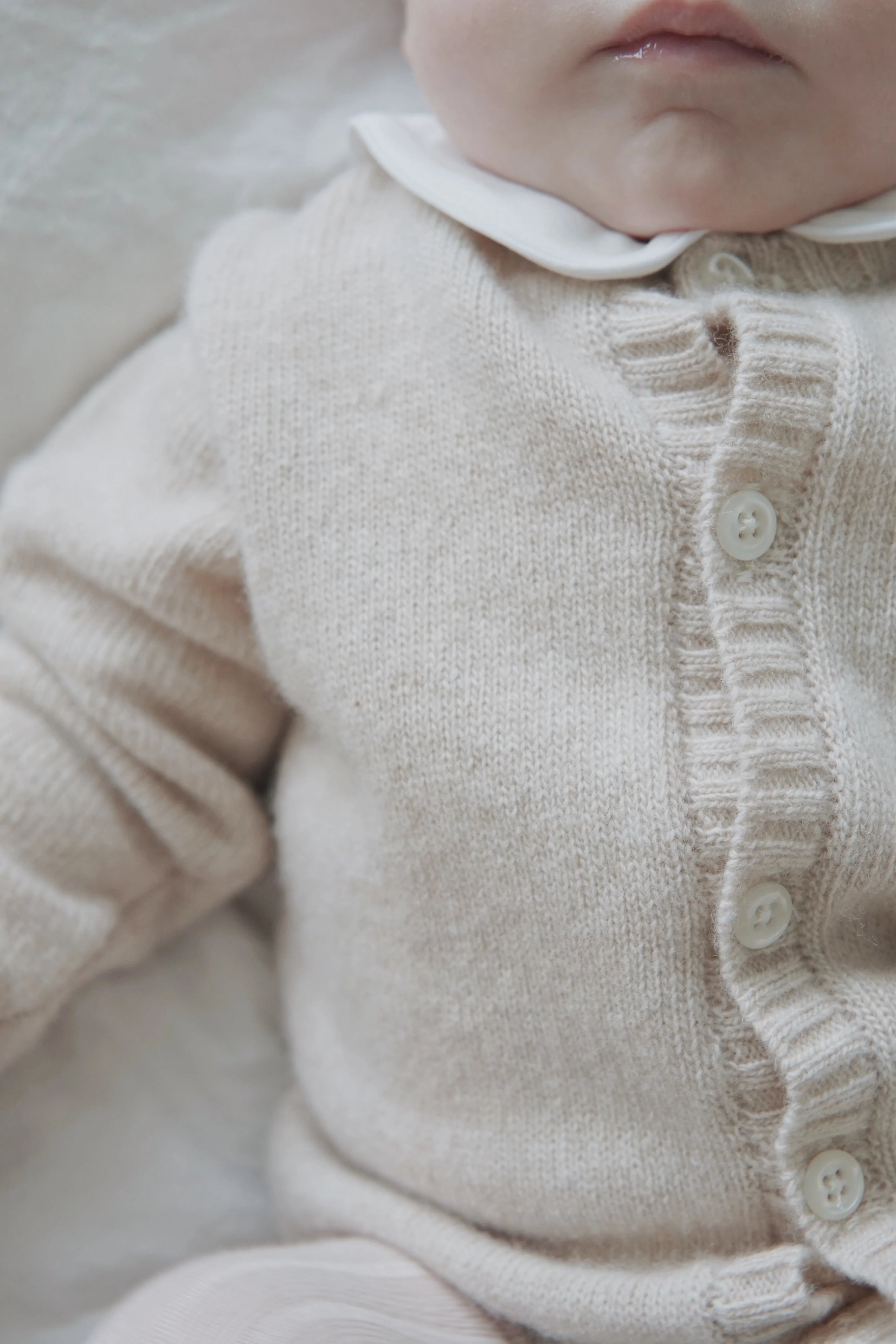 Knitted Cardigan - Baby Yarn | Beige