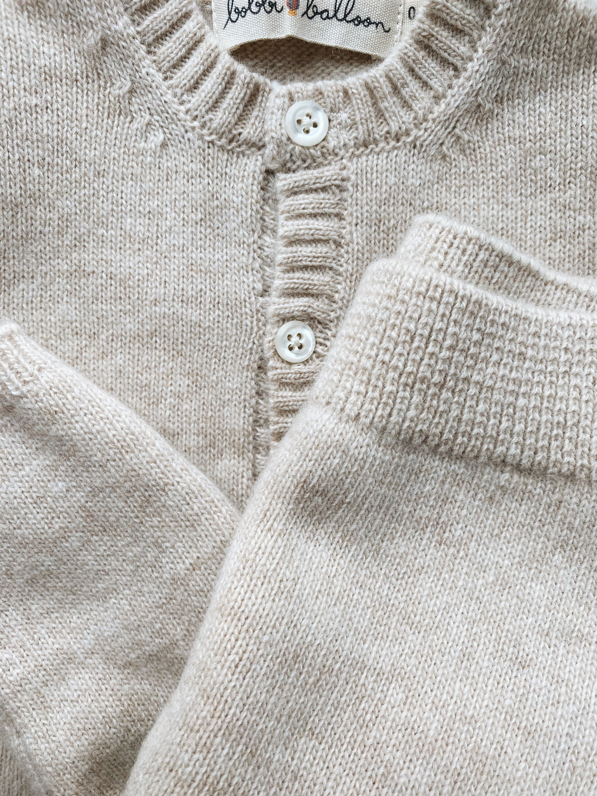 Knitted Cardigan - Baby Yarn | Beige