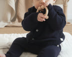 Gebreid wol vestje blauw