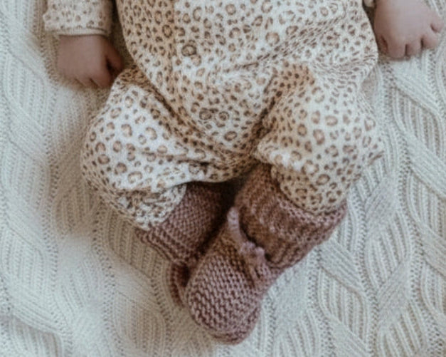 Wollen slofjes oud roze