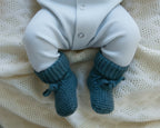 Wollen baby slofjes- petrol