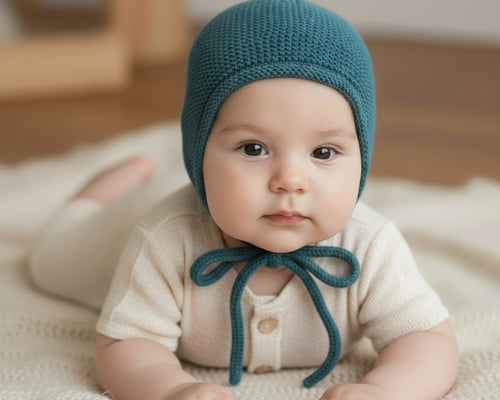 Wollen bonnet petrol