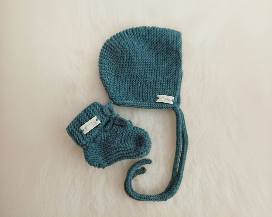 Merino wollen slofjes - petrol