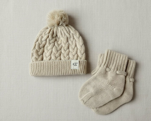 Merino wollen set - beige