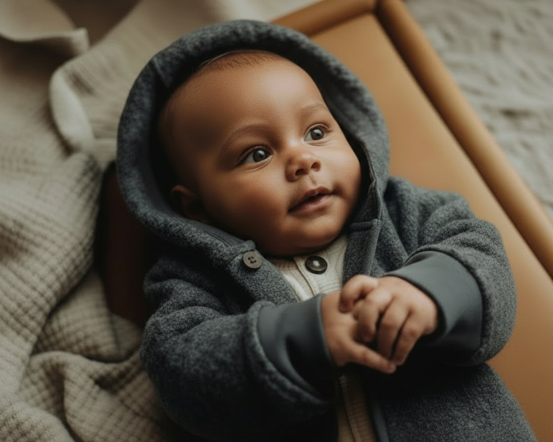 Merinowollen baby jas grijs