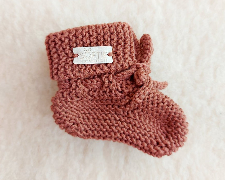 Wollen baby slofjes - Oranje