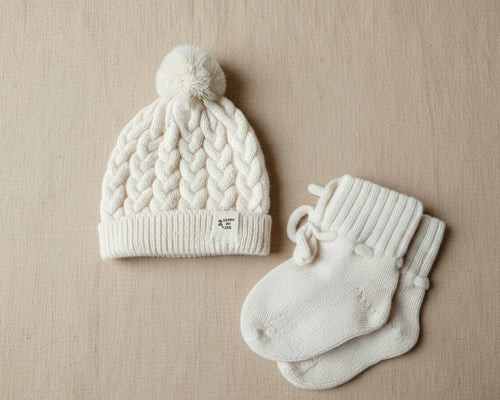 Merino wollen set - creme