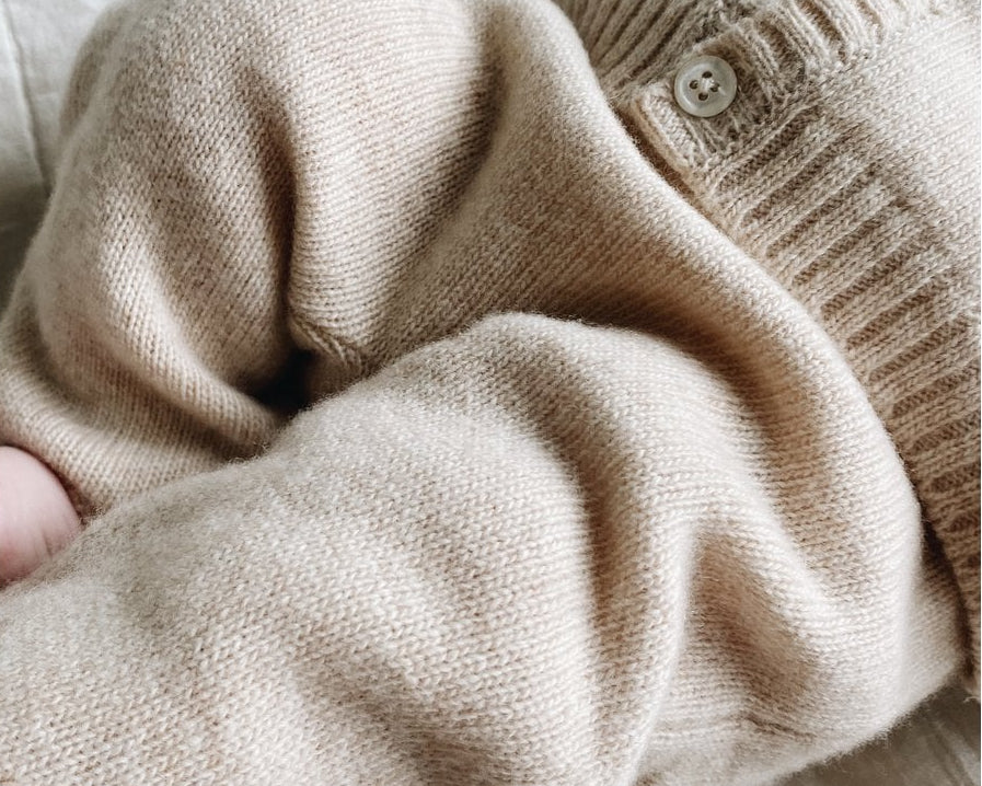 Gebreide wollen broek - karamel