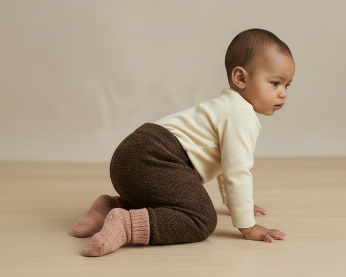 Gebreid merinowol boekje en donker bruin