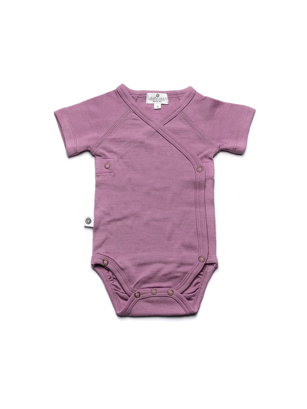 Short-sleeved wrap romper - Merino Wool | Lavender Mist