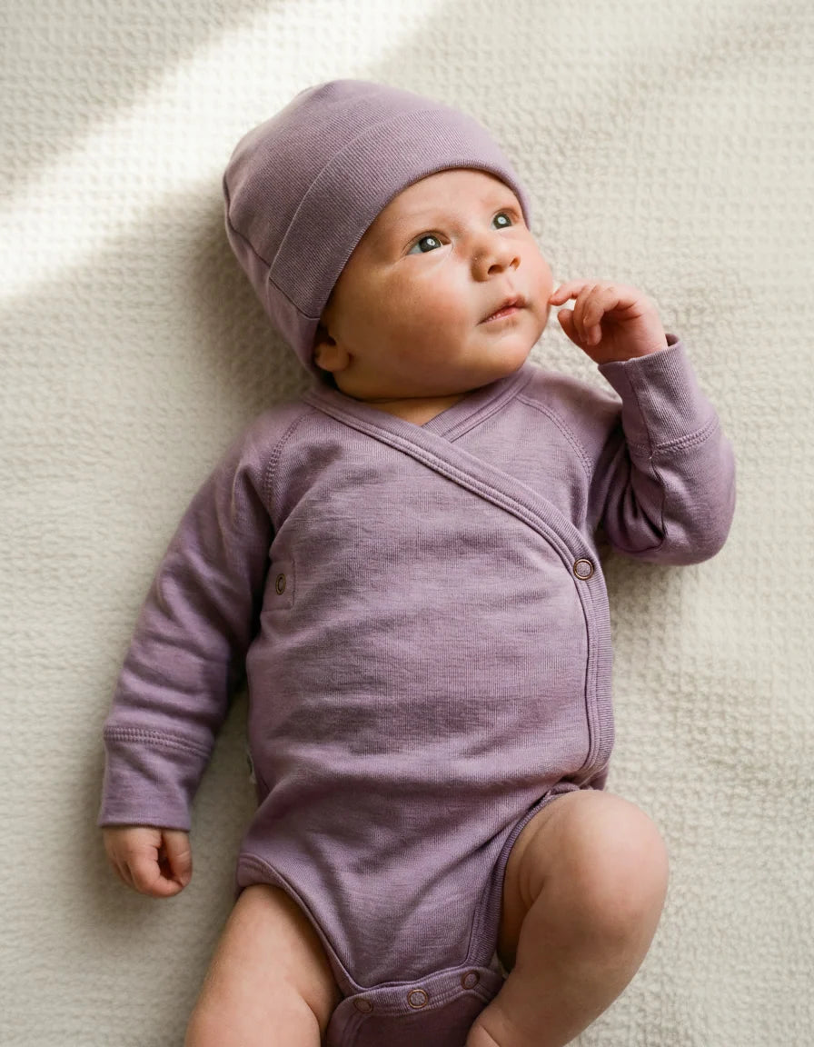 Fold-over romper - Merino wool | Lavender Mist