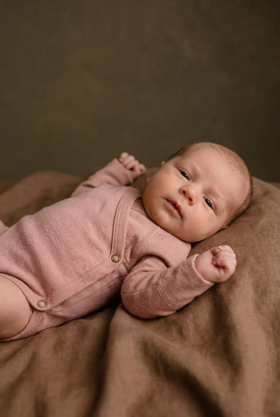 Crossover romper - Merino wool | Misty Rose